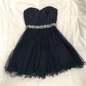 Navy Blue Strapless Party Dress Size Jr. 1